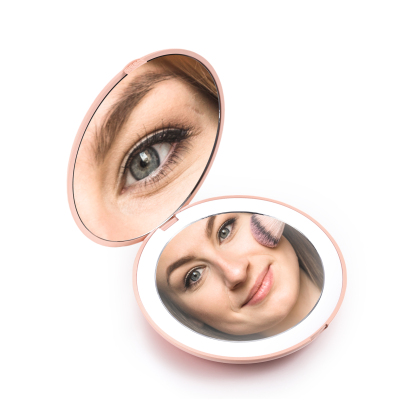 Personalised Birth Flower Pocket Mirror with Led Light Custom Name Compact Mirror Gifts for Her-Jessemade AU