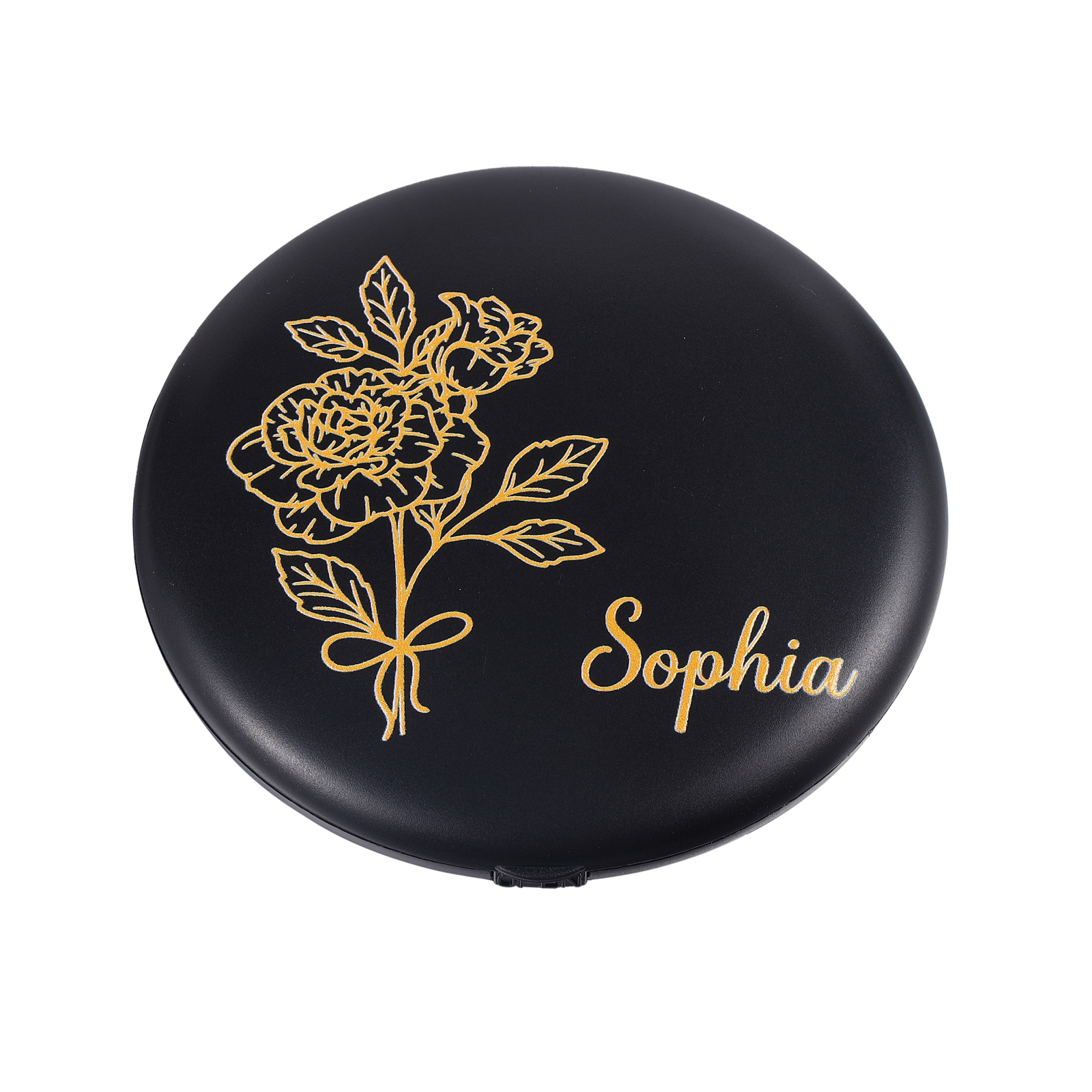 Personalised Birth Flower Pocket Mirror with Led Light Custom Name Compact Mirror Gifts for Her-Jessemade AU