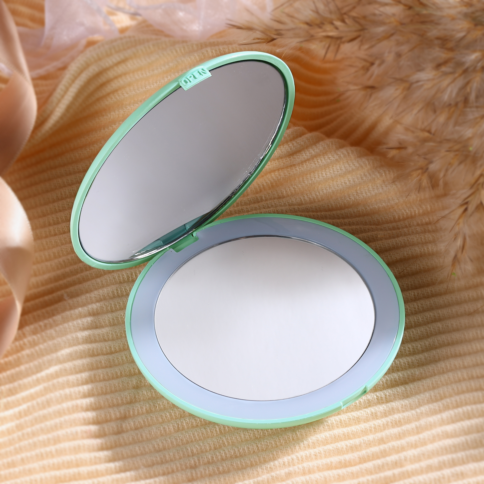 Personalised Birth Flower Pocket Mirror with Led Light Custom Name Compact Mirror Gifts for Her-Jessemade AU