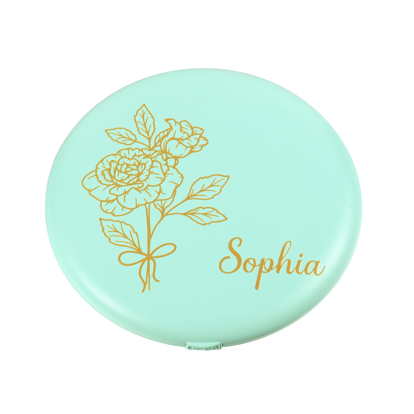Personalised Birth Flower Pocket Mirror with Led Light Custom Name Compact Mirror Gifts for Her-Jessemade AU