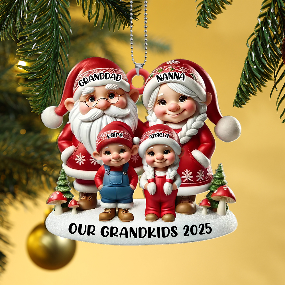 Personalised Family Christmas Tree Decoration - Grandpa Grandma Elf