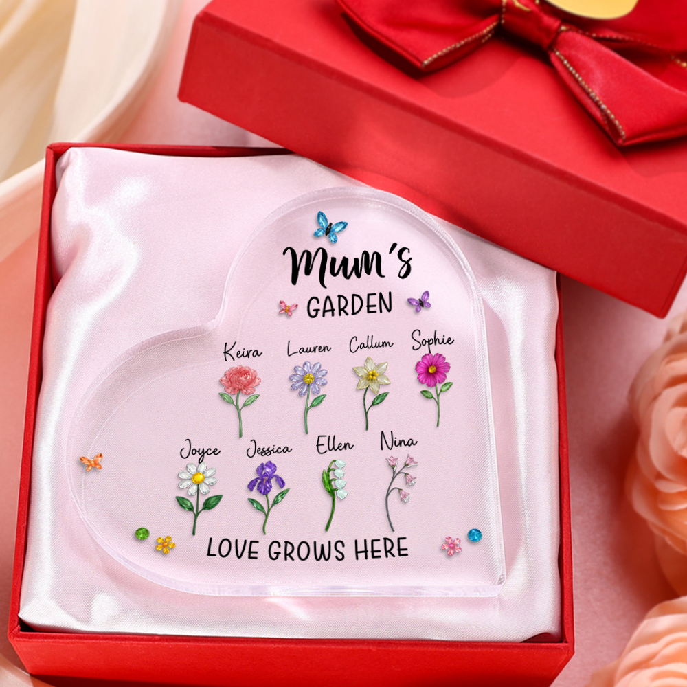 Personalised Acrylic Family Flowers Plaque for Mum Nanny