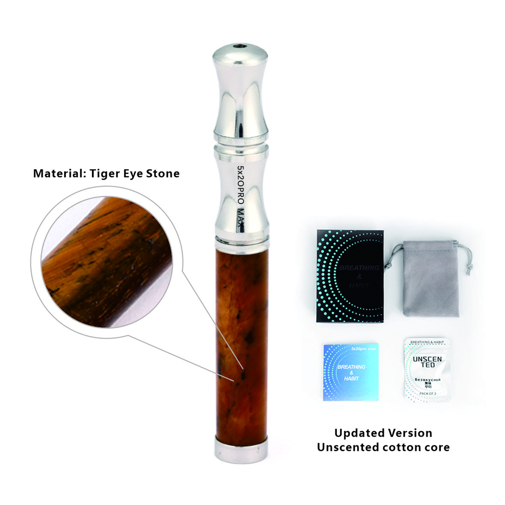 Tiger’s Eye Stone Breathing Necklace, Steel Accents