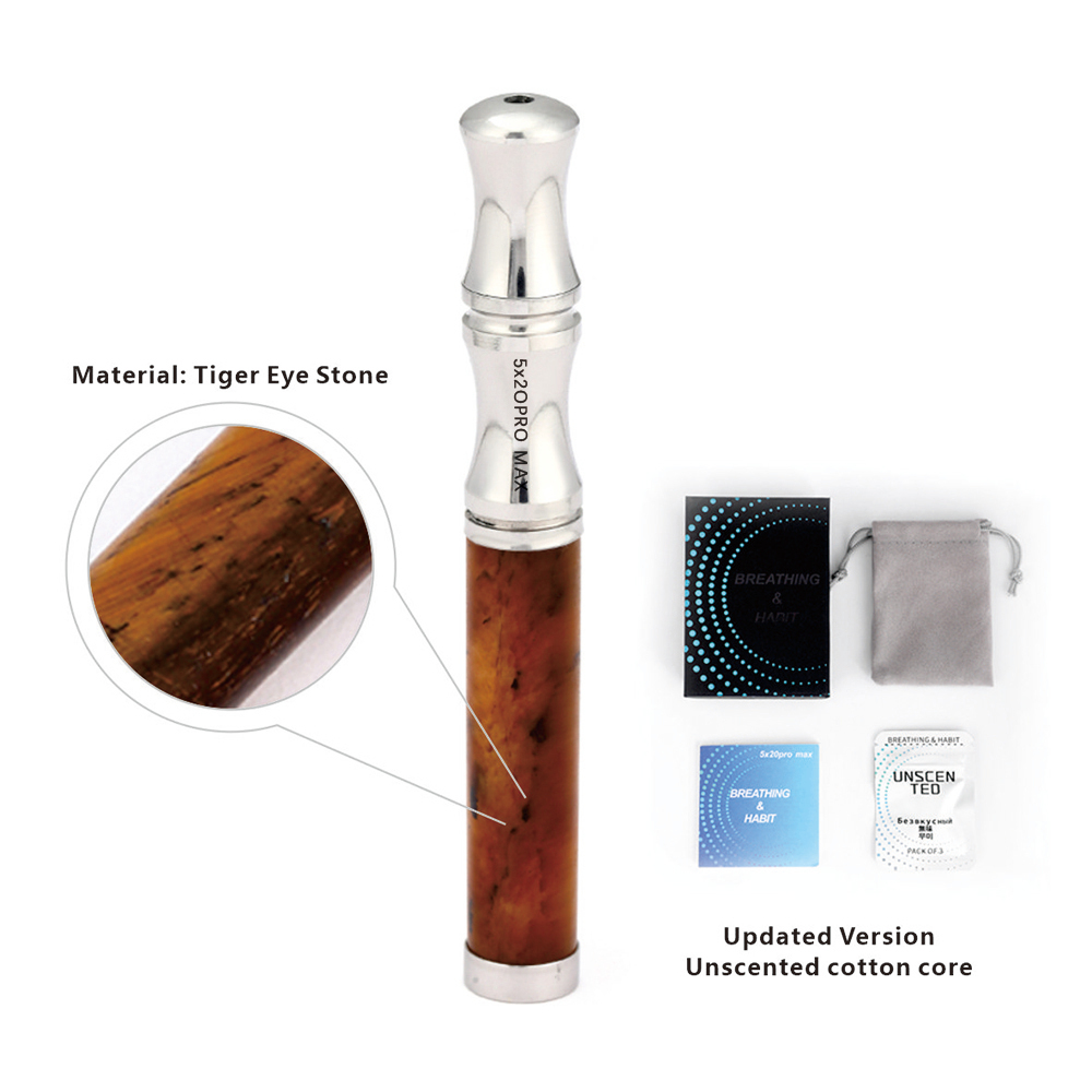 Tiger’s Eye Stone Breathing Necklace, Steel Accents