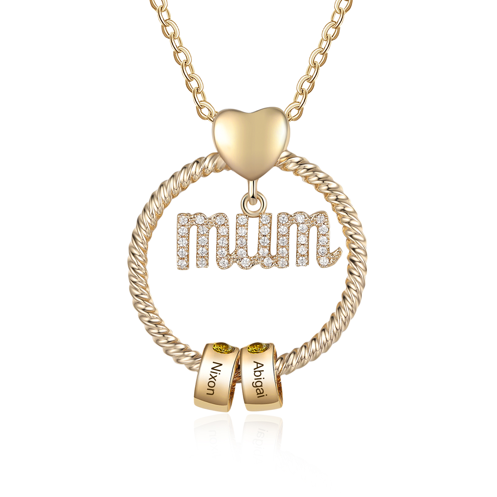 Personalised Mum Circle Pendant Necklace Custom 1-6 Names & Birthstones Necklace Gifts For Mum