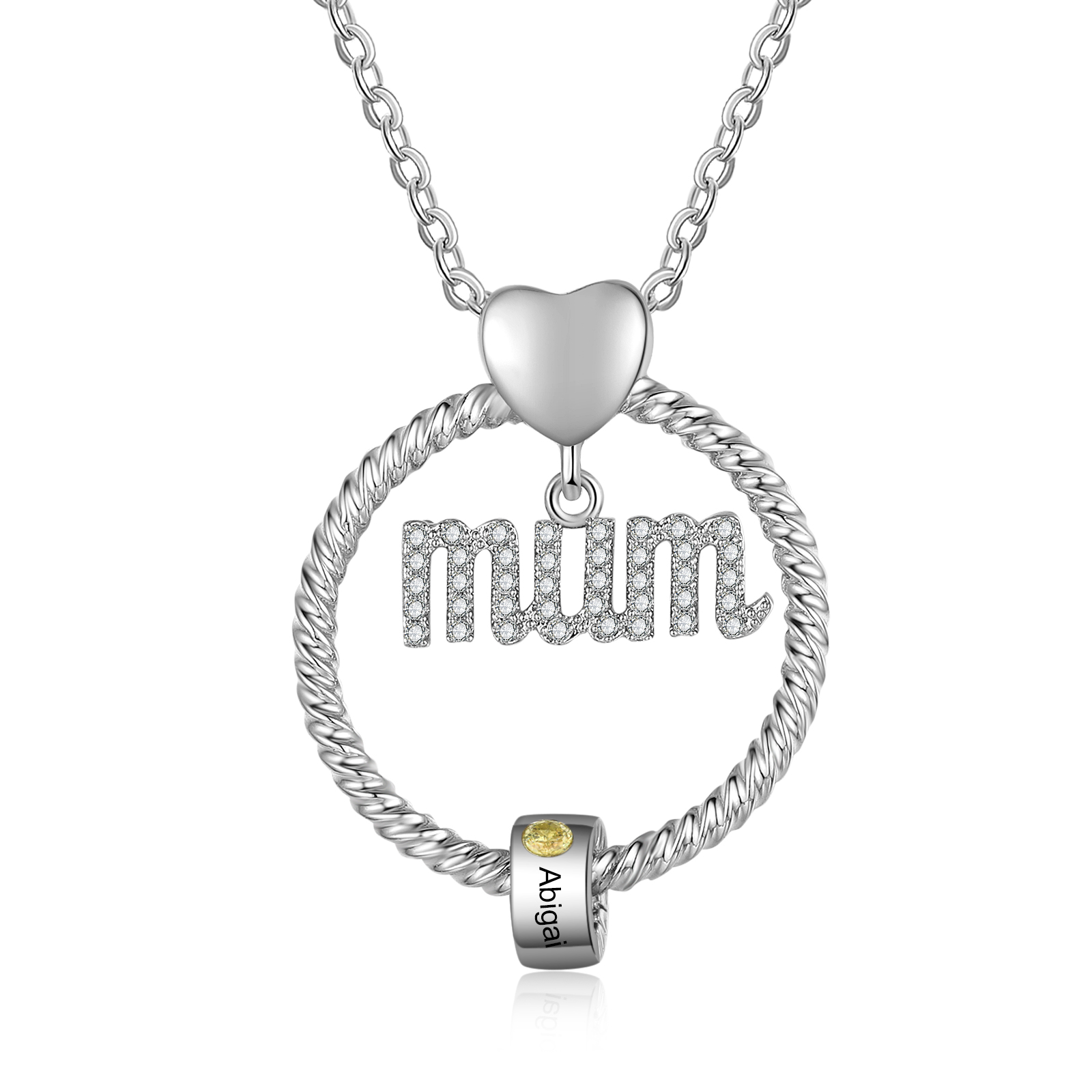 Personalised Mum Circle Pendant Necklace Custom 1-6 Names & Birthstones Necklace Gifts For Mum