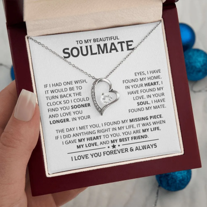 To My Soulmate, Heart Necklace - Available in Standard and Luxury Box Options, Valentine’s Day Gifts for Soulmate | Jessemade
