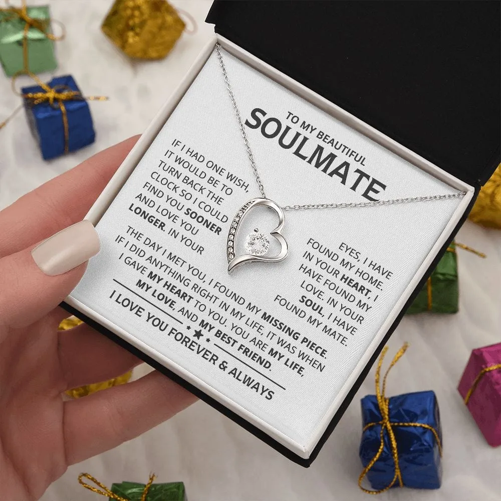 To My Soulmate, Heart Necklace - Available in Standard and Luxury Box Options, Valentine’s Day Gifts for Soulmate | Jessemade