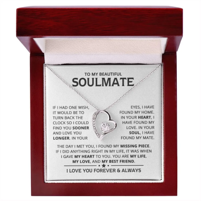 To My Soulmate, Heart Necklace - Available in Standard and Luxury Box Options, Valentine’s Day Gifts for Soulmate | Jessemade