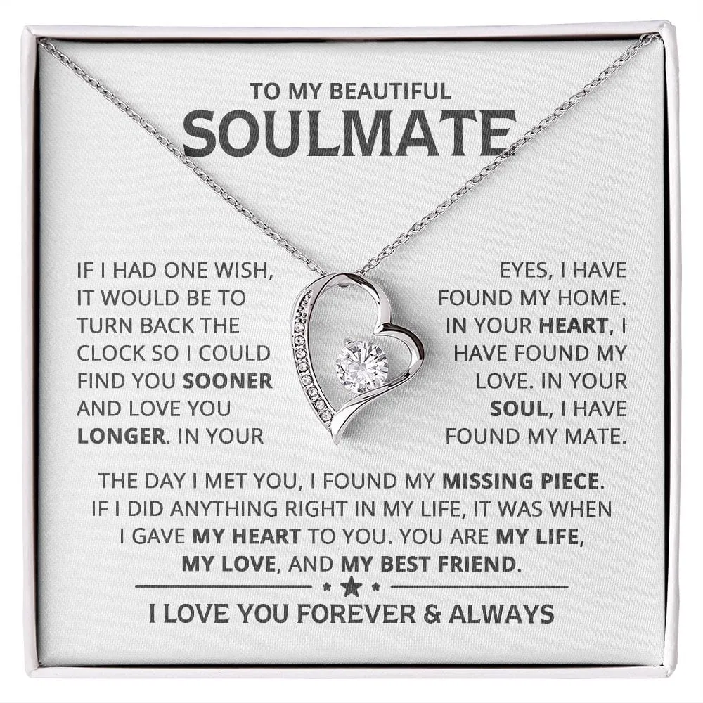 To My Soulmate, Heart Necklace - Available in Standard and Luxury Box Options, Valentine’s Day Gifts for Soulmate | Jessemade