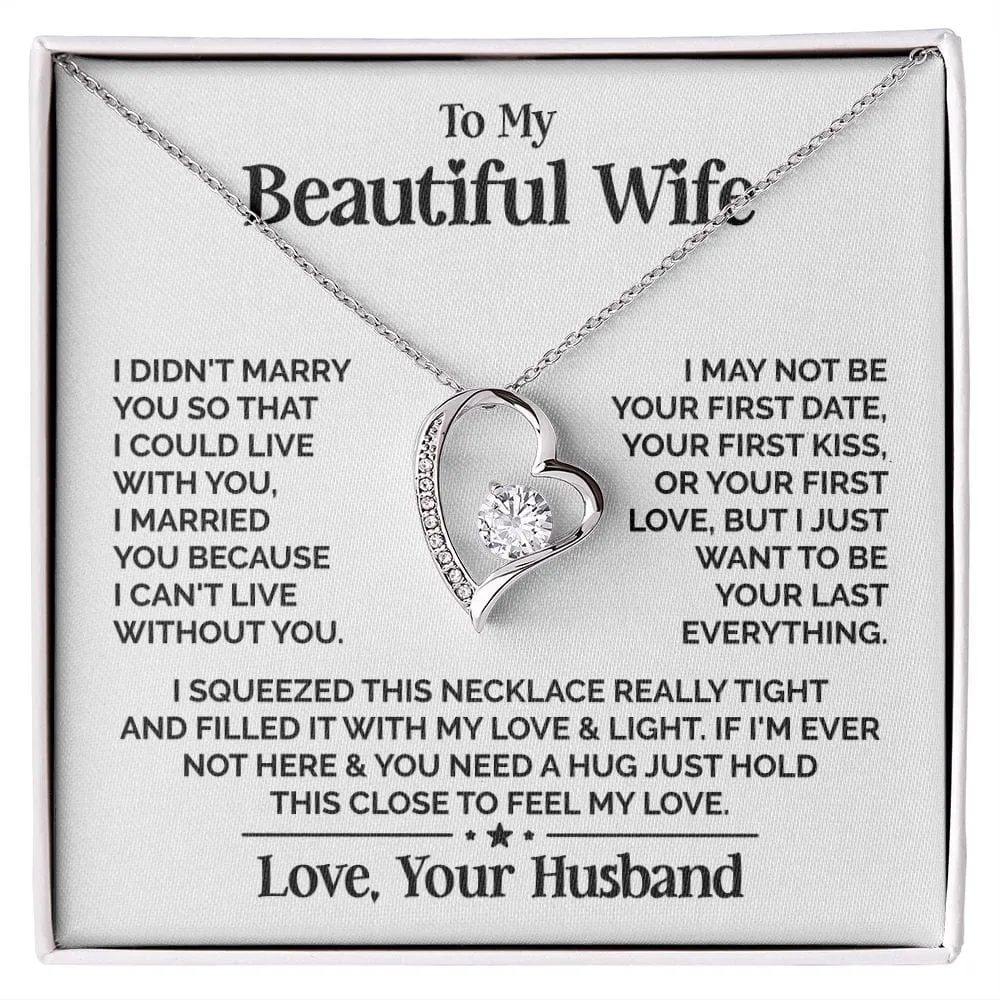 To My Beautiful Wife Heart Necklace - Available in Standard and Luxury Box Options, Valentine’s Day Gifts for Wife | Jessemade