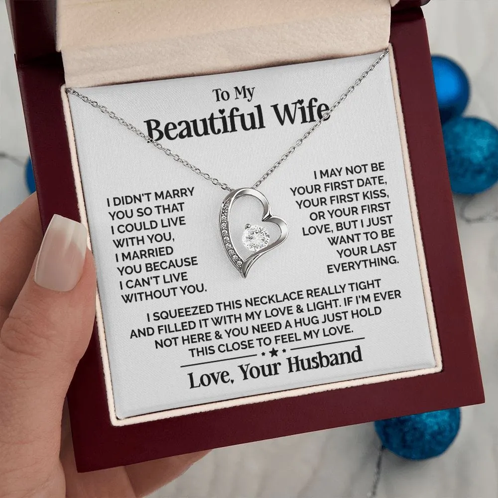 To My Beautiful Wife Heart Necklace - Available in Standard and Luxury Box Options, Valentine’s Day Gifts for Wife | Jessemade