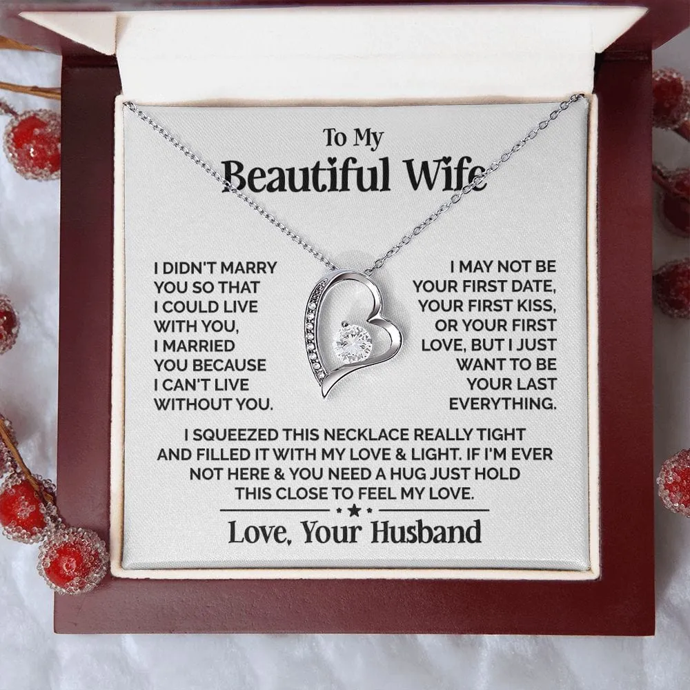 To My Beautiful Wife Heart Necklace - Available in Standard and Luxury Box Options, Valentine’s Day Gifts for Wife | Jessemade