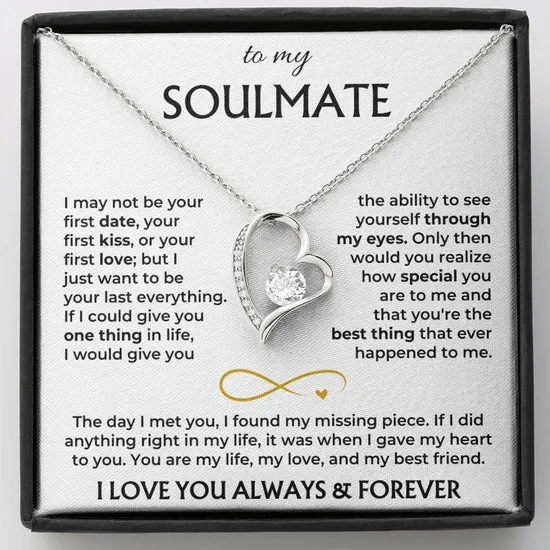 Heart Soulmate Necklace, 14K White Gold Finish Gift for Her | Jessemade