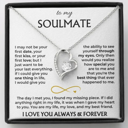 Heart Soulmate Necklace, 14K White Gold Finish Gift for Her | Jessemade