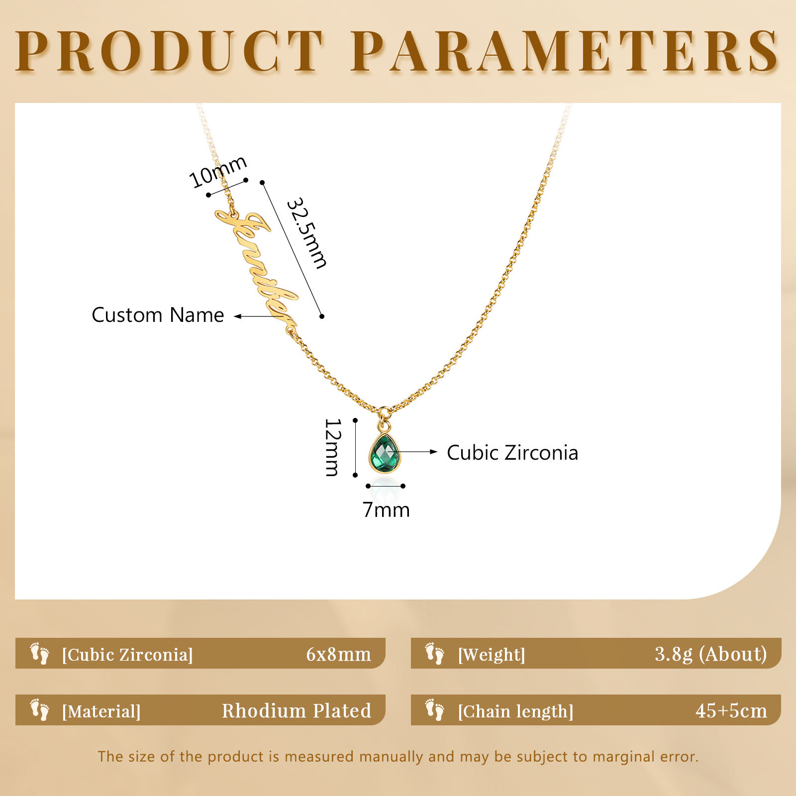 Personalised Name & Birthstone Necklace Women's Necklace Gold Birthday Gifts for Her-Jessemade AU