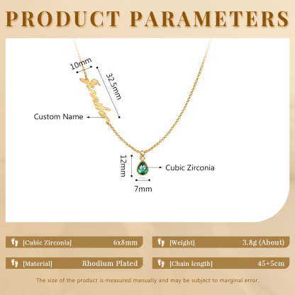Personalised Name & Birthstone Necklace Women's Necklace Gold Birthday Gifts for Her-Jessemade AU