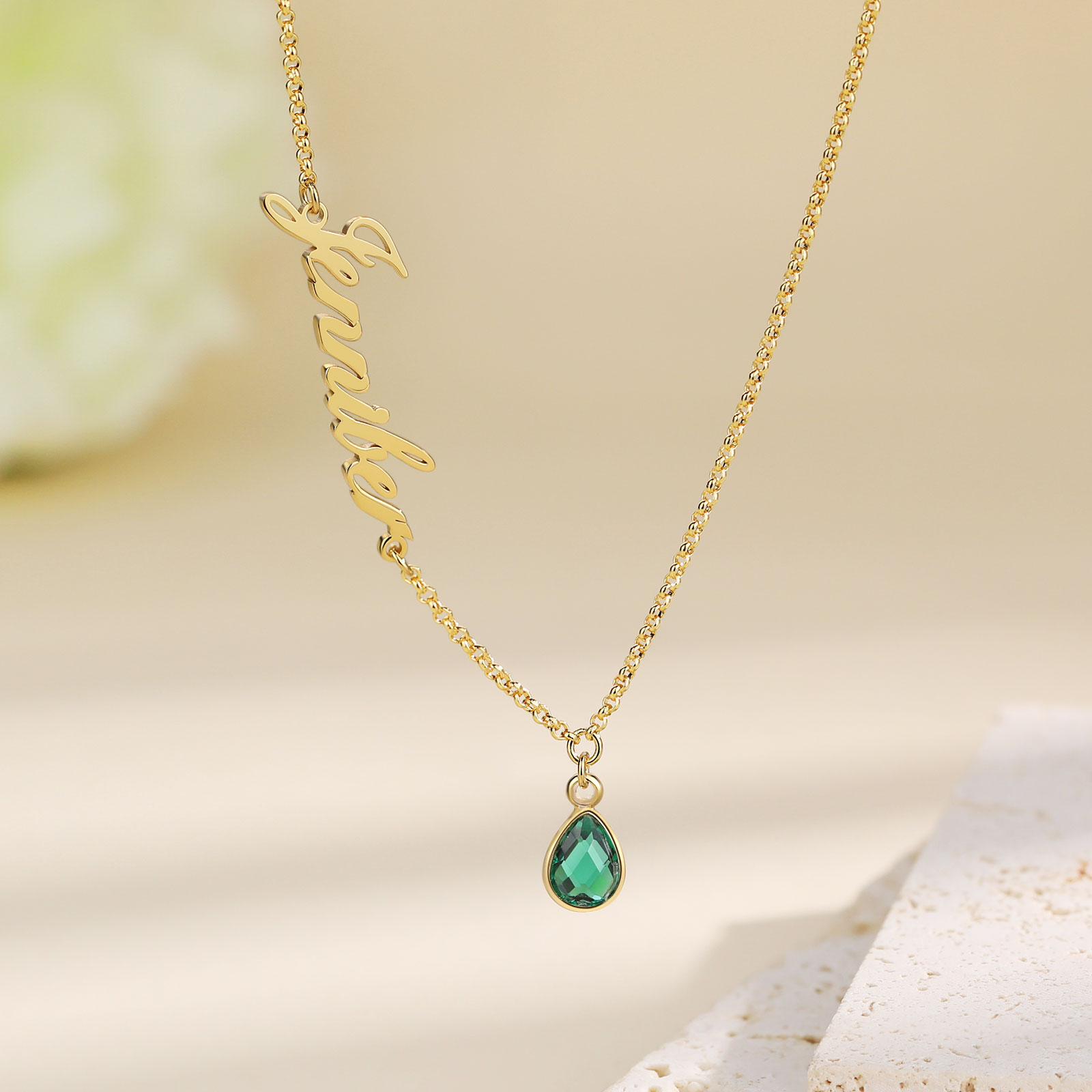 Personalised Name & Birthstone Necklace Women's Necklace Gold Birthday Gifts for Her-Jessemade AU
