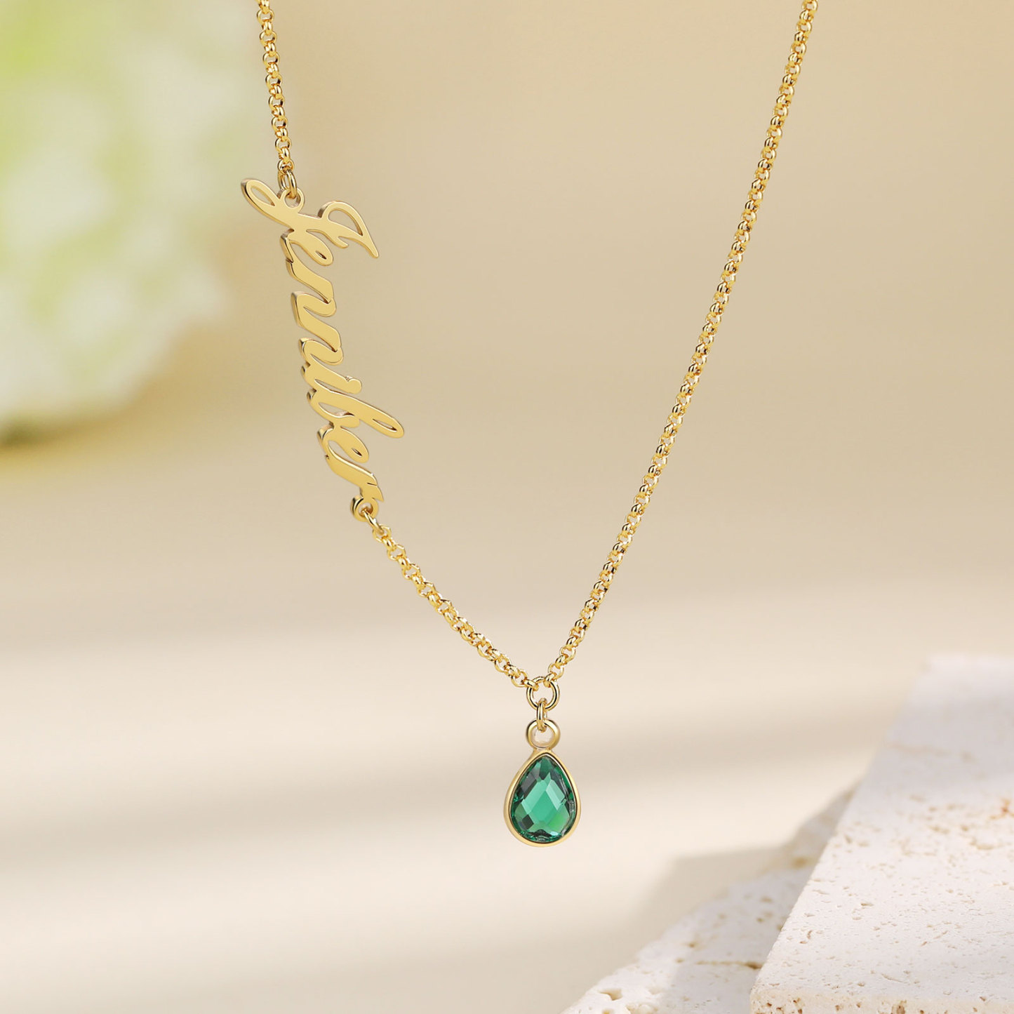 Personalised Name & Birthstone Necklace Women's Necklace Gold Birthday Gifts for Her-Jessemade AU