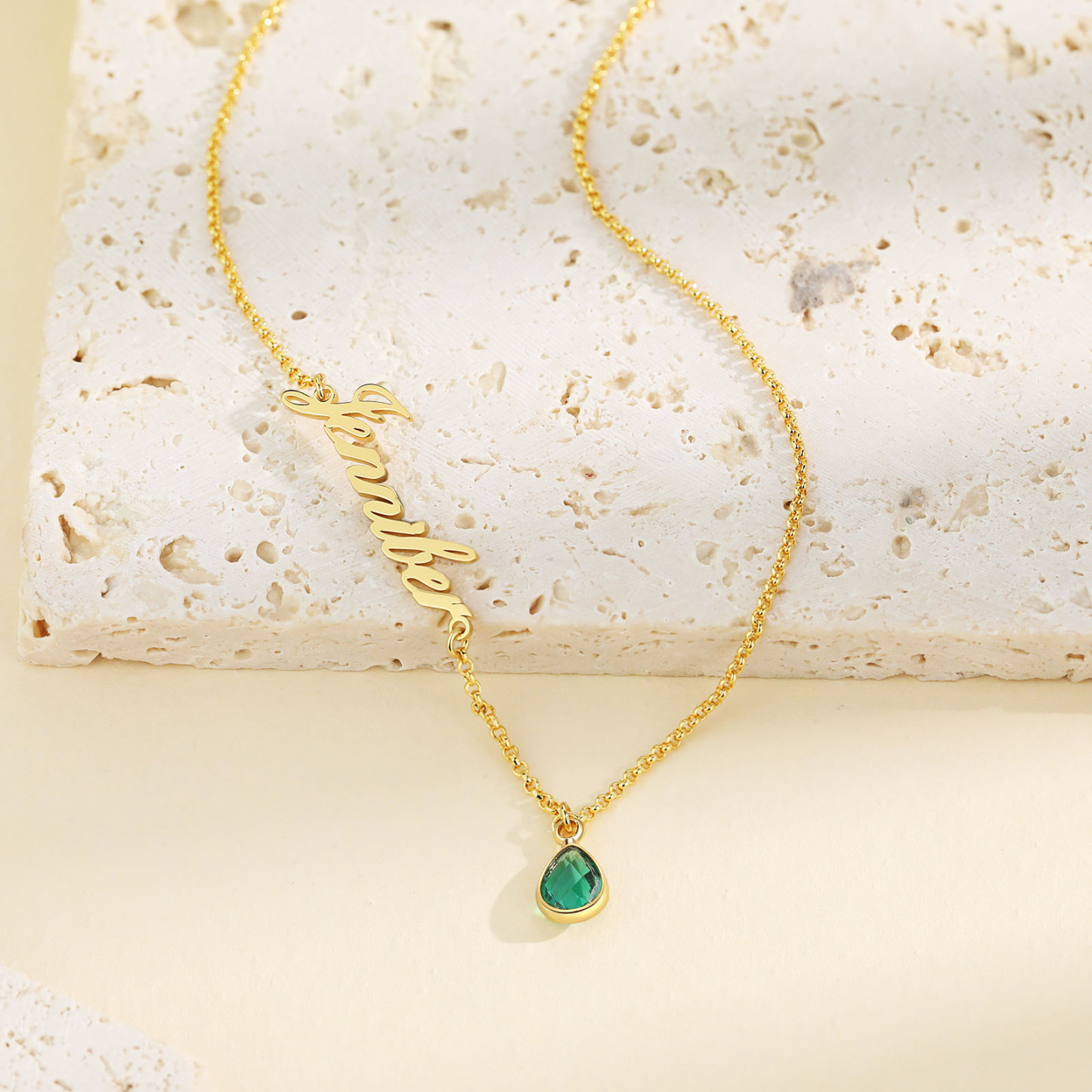 Personalised Name & Birthstone Necklace Women's Necklace Gold Birthday Gifts for Her-Jessemade AU