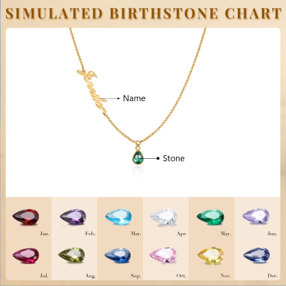 Personalised Name & Birthstone Necklace Women's Necklace Gold Birthday Gifts for Her-Jessemade AU
