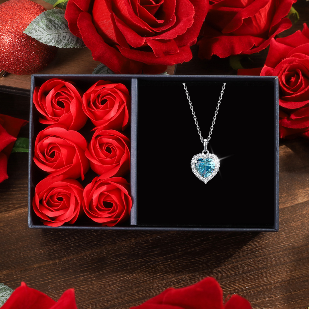 Personalized 925 Silver Heart Pendant Custom Birthstone Necklace Birthday Gifts For Her