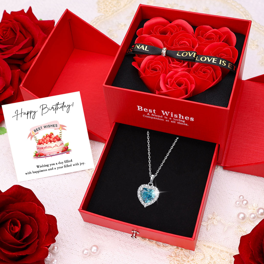 Personalized 925 Silver Heart Charm Necklace Custom Birthstone Necklace Birthday Gifts For Her-Jessemade AU