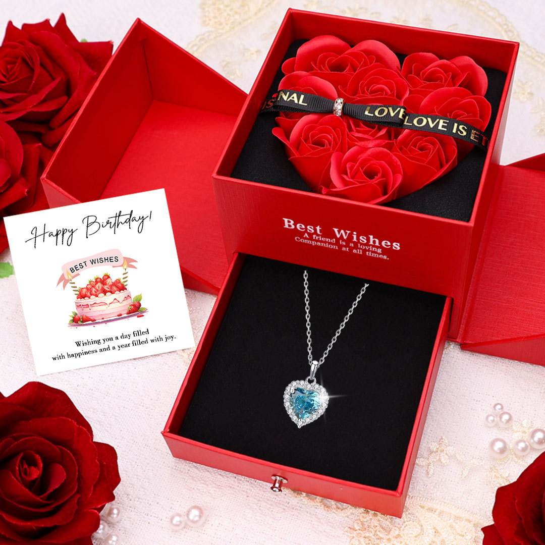 Personalized 925 Silver Heart Charm Necklace Custom Birthstone Necklace Birthday Gifts For Her-Jessemade AU