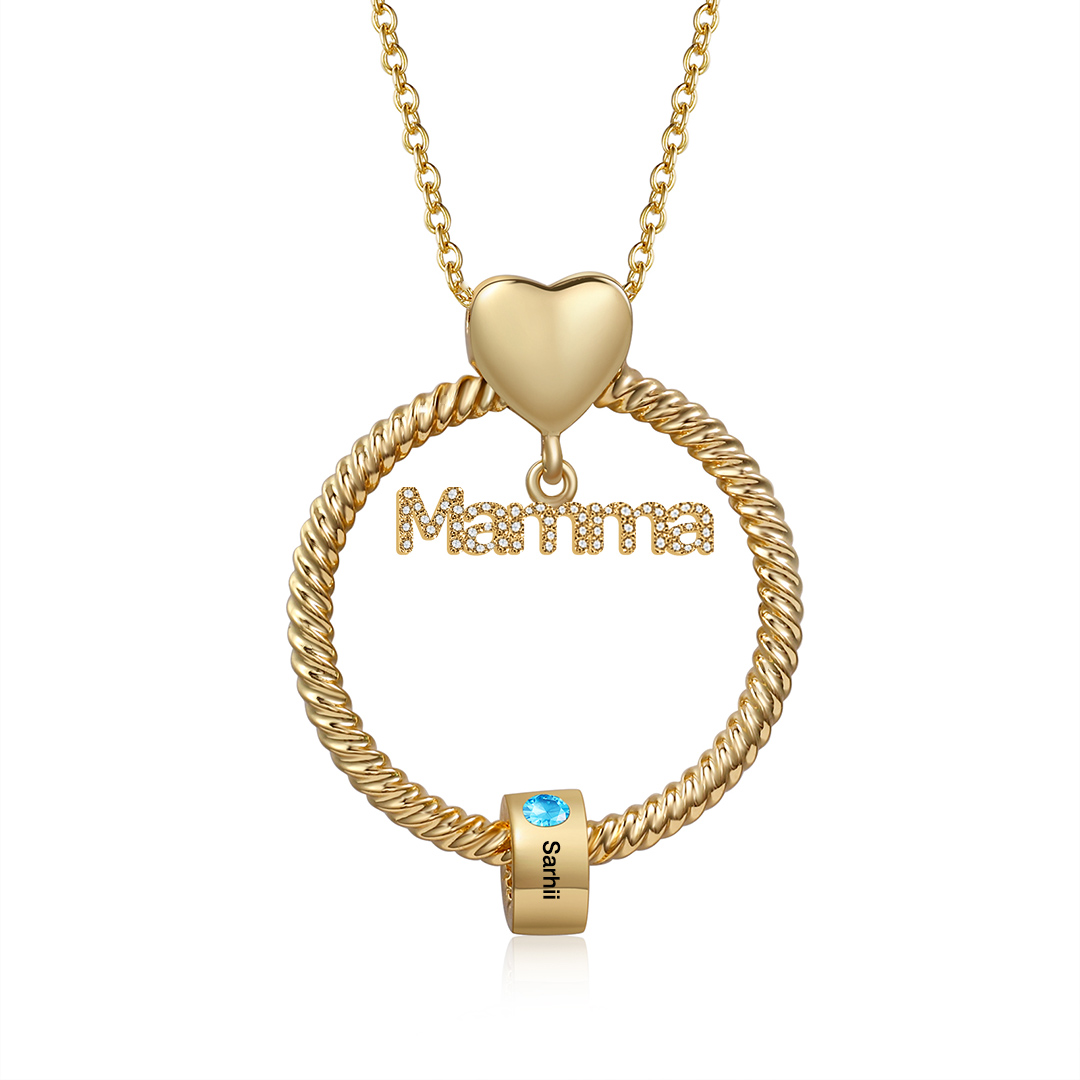 Personalised Mamma Pendant Necklace Custom 1-5 Birthstones & 1-5 Names Gifts for Mother-Jessemade AU