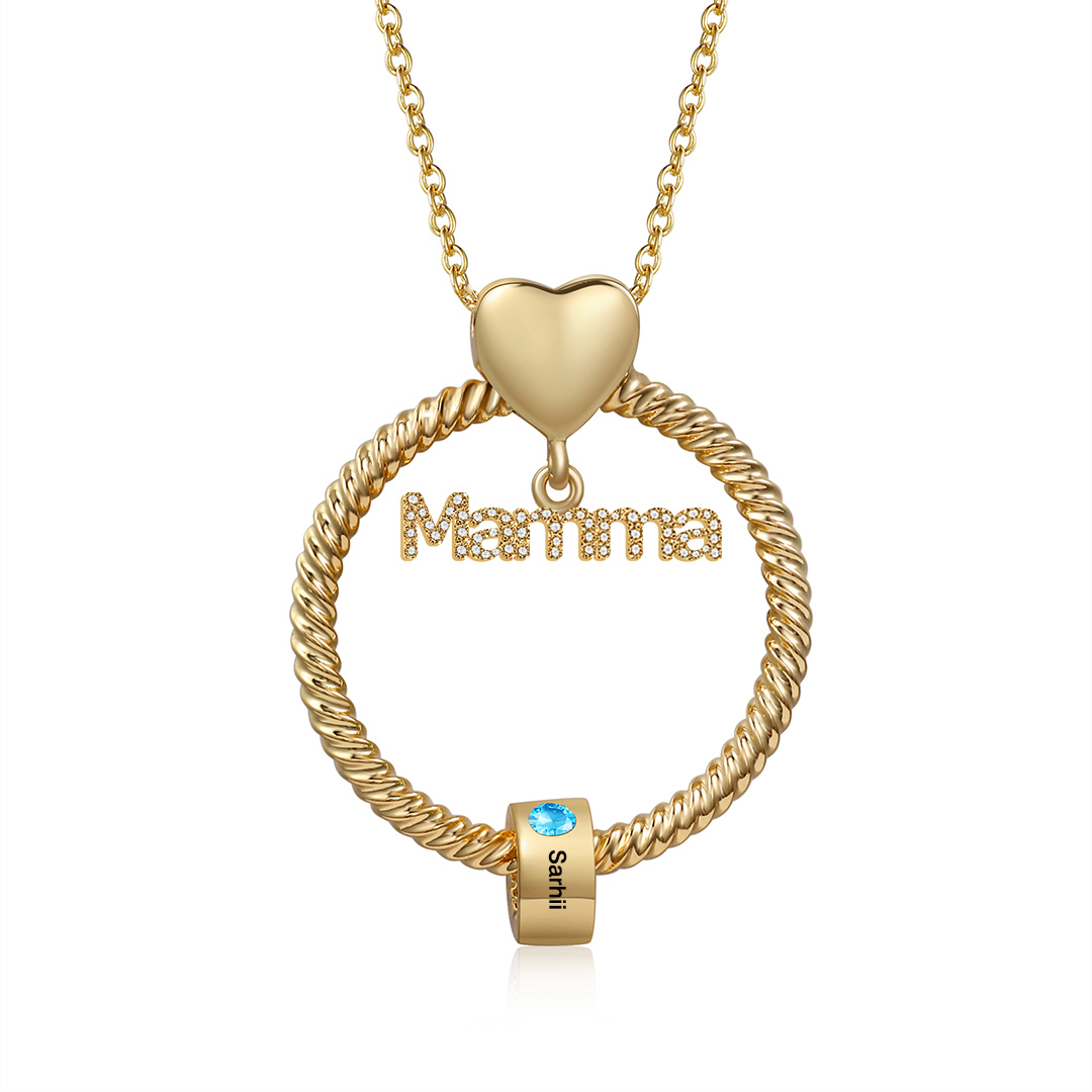 Personalised Mamma Pendant Necklace Custom 1-5 Birthstones & 1-5 Names Gifts for Mother-Jessemade AU