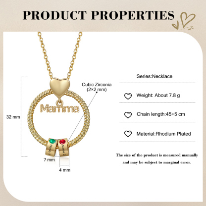 Personalised Mamma Pendant Necklace Custom 1-5 Birthstones & 1-5 Names Gifts for Mother-Jessemade AU