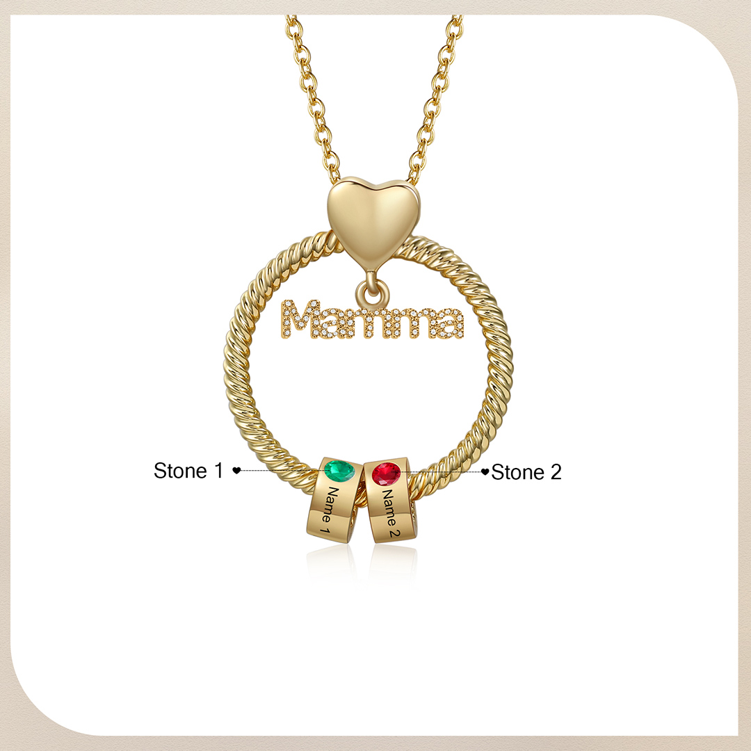 Personalised Mamma Pendant Necklace Custom 1-5 Birthstones & 1-5 Names Gifts for Mother-Jessemade AU