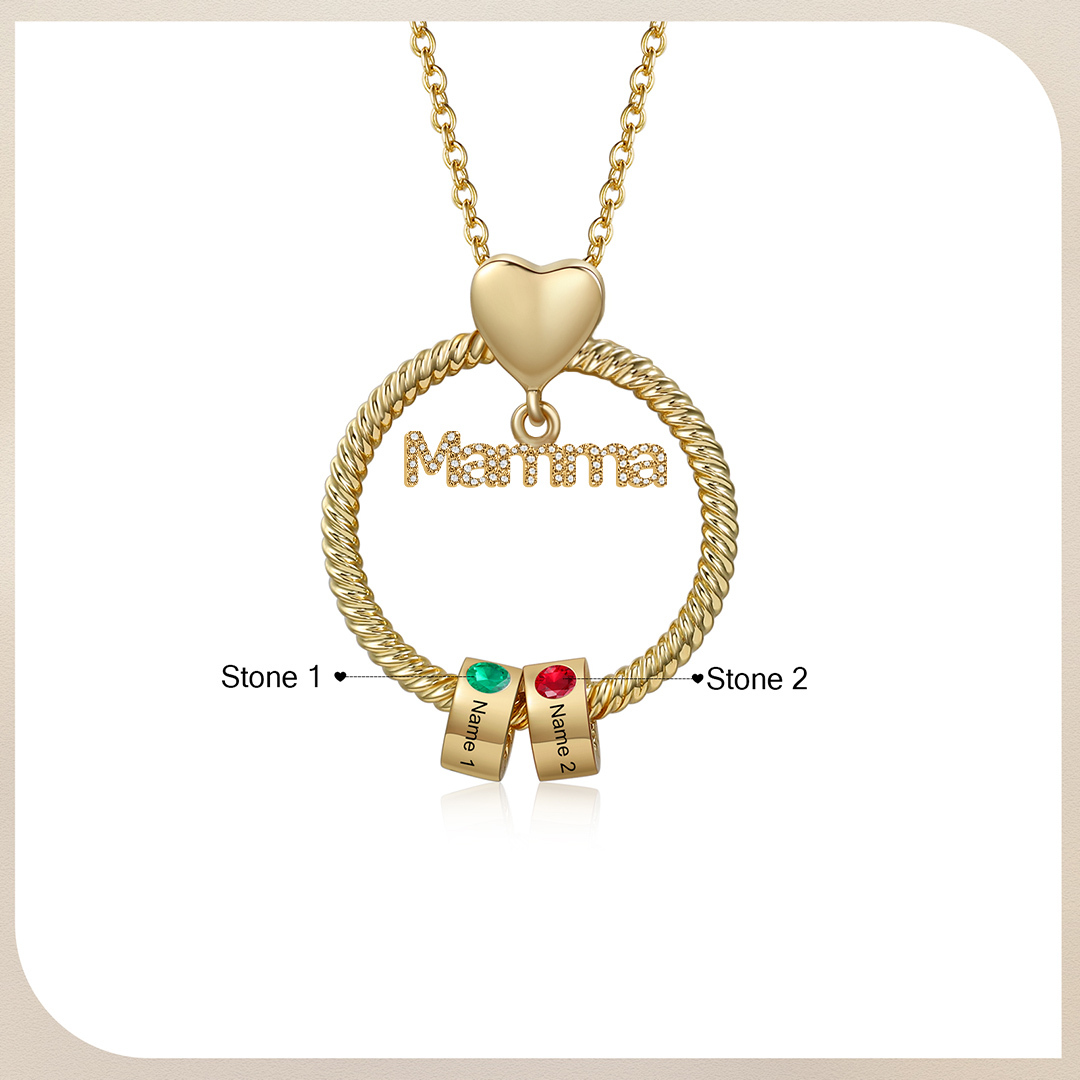 Personalised Mamma Pendant Necklace Custom 1-5 Birthstones & 1-5 Names Gifts for Mother-Jessemade AU
