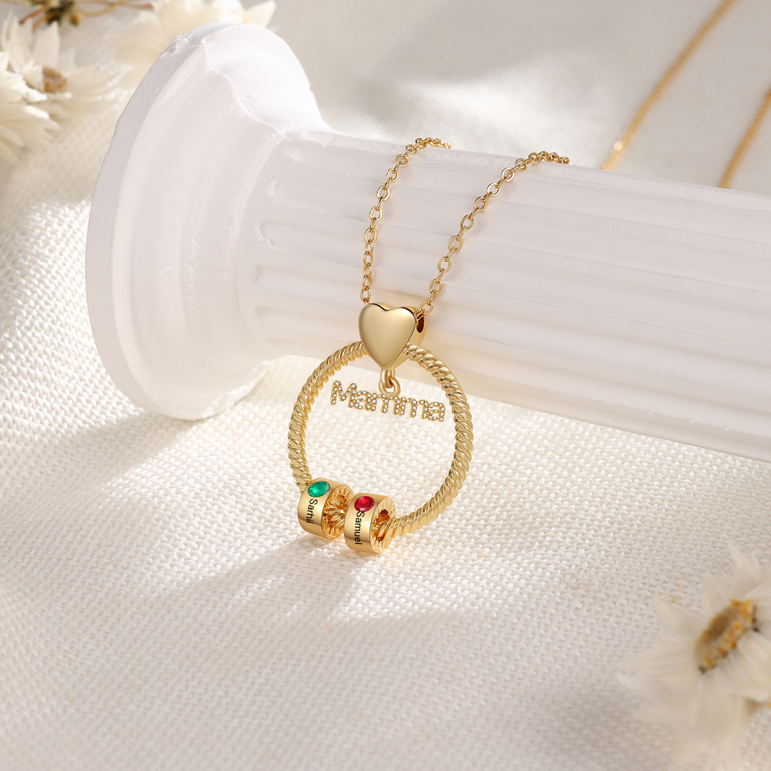 Personalised Mamma Pendant Necklace Custom 1-5 Birthstones & 1-5 Names Gifts for Mother-Jessemade AU