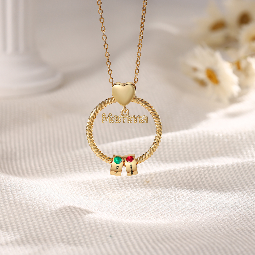 Personalised Mamma Pendant Necklace Custom 1-5 Birthstones & 1-5 Names Gifts for Mother-Jessemade AU