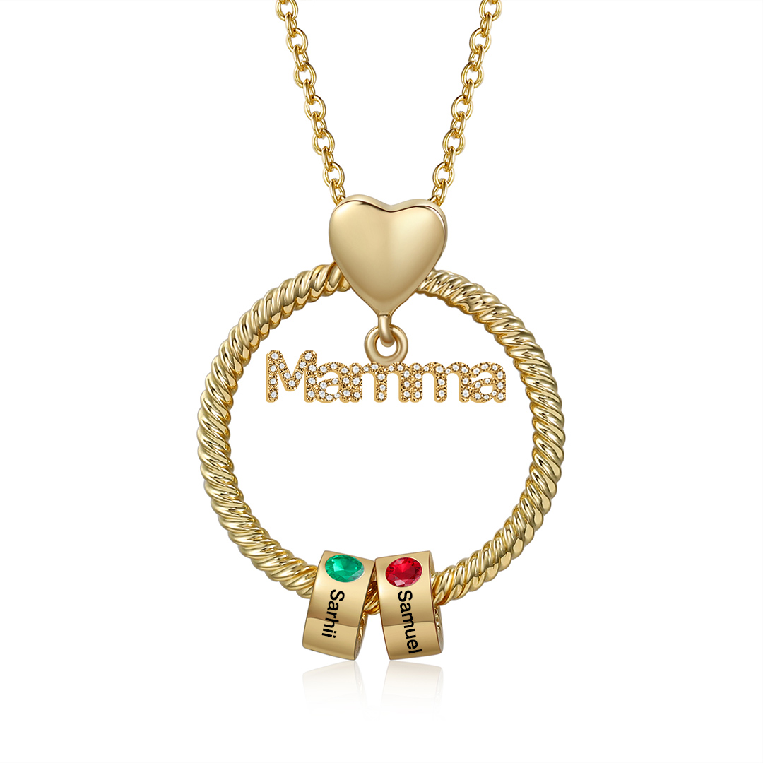 Personalised Mamma Pendant Necklace Custom 1-5 Birthstones & 1-5 Names Gifts for Mother-Jessemade AU