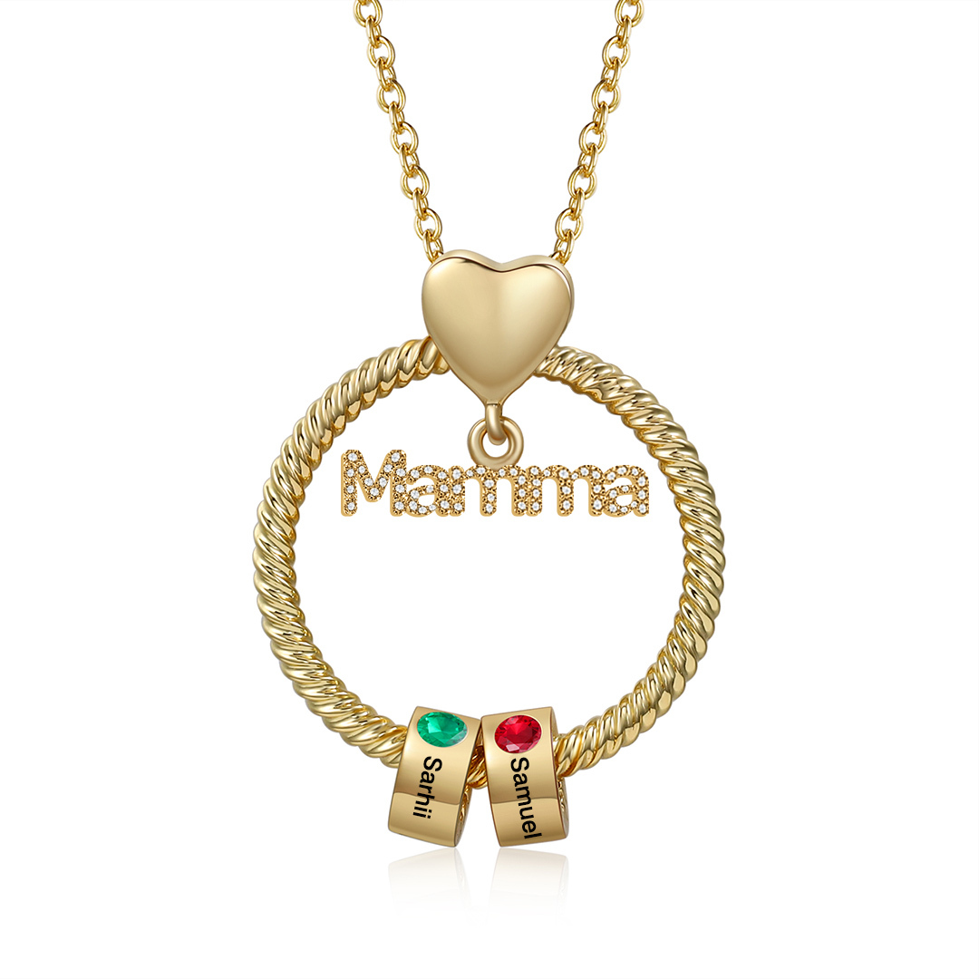 Personalised Mamma Pendant Necklace Custom 1-5 Birthstones & 1-5 Names Gifts for Mother-Jessemade AU