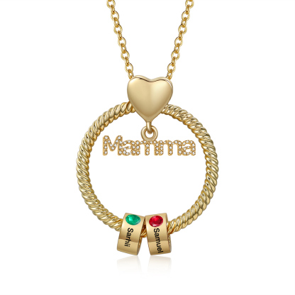 Personalised Mamma Pendant Necklace Custom 1-5 Birthstones & 1-5 Names Gifts for Mother-Jessemade AU