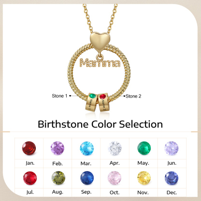 Personalised Mamma Pendant Necklace Custom 1-5 Birthstones & 1-5 Names Gifts for Mother-Jessemade AU
