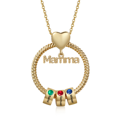 Personalised Mamma Pendant Necklace Custom 1-5 Birthstones & 1-5 Names Gifts for Mother-Jessemade AU