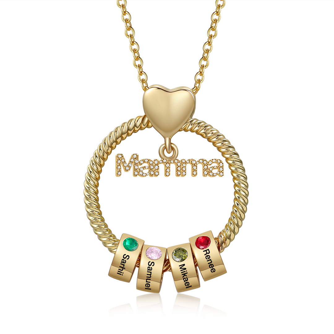 Personalised Mamma Pendant Necklace Custom 1-5 Birthstones & 1-5 Names Gifts for Mother-Jessemade AU