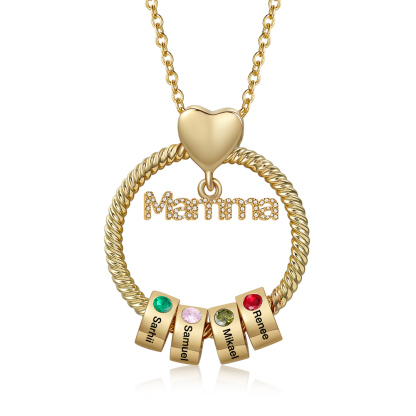 Personalised Mamma Pendant Necklace Custom 1-5 Birthstones & 1-5 Names Gifts for Mother-Jessemade AU