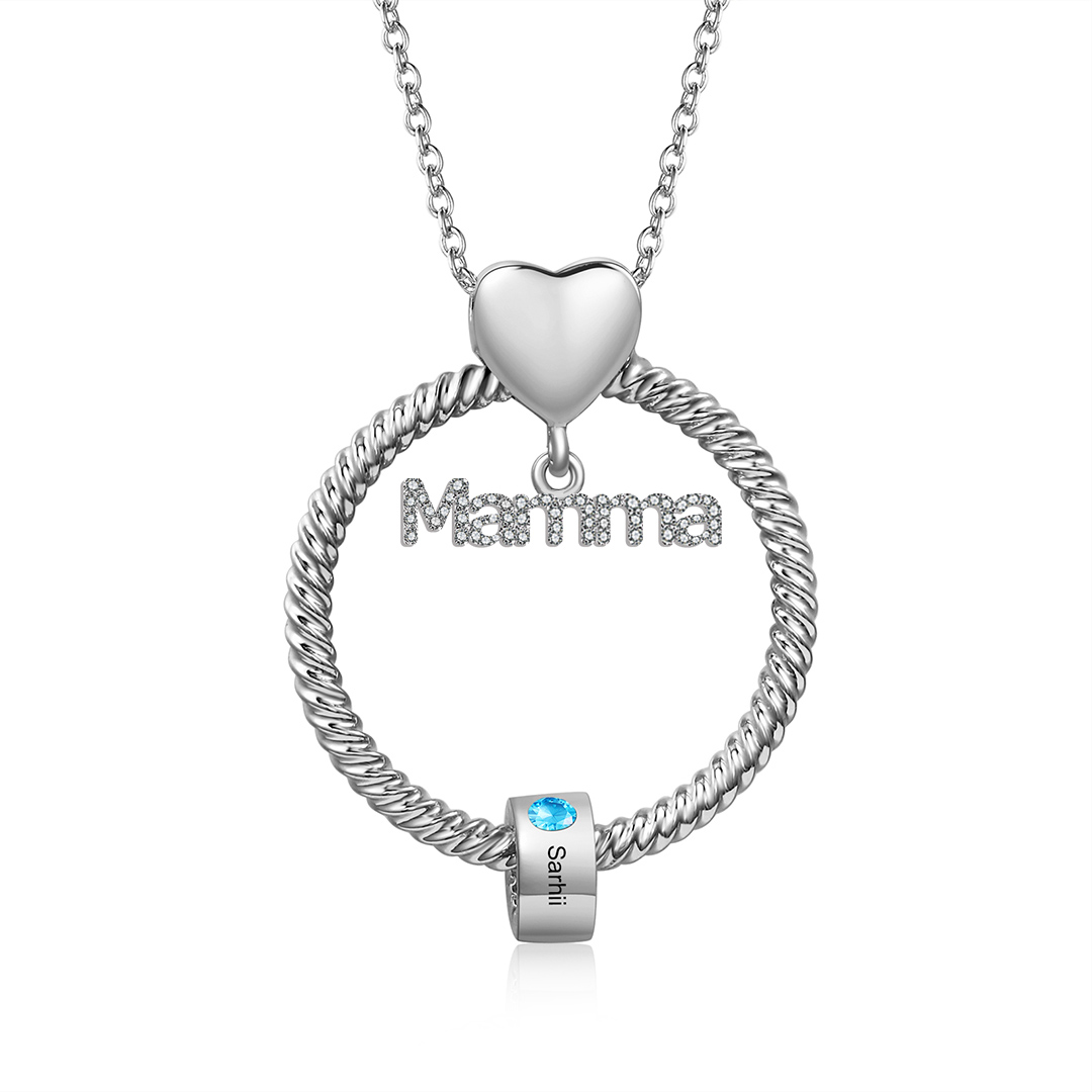 Personalised Mamma Pendant Necklace Custom 1-5 Names & 1-5 Birthstones Gifts for Mother-Jessemade AU