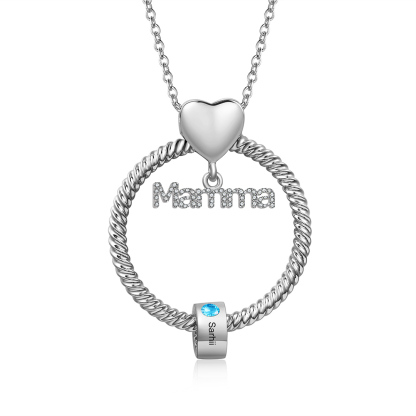 Personalised Mamma Pendant Necklace Custom 1-5 Birthstones & 1-5 Names Gifts for Mother-Jessemade AU
