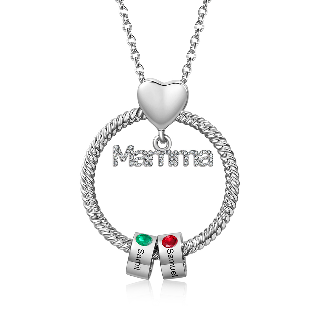 Personalised Mamma Pendant Necklace Custom 1-5 Birthstones & 1-5 Names Gifts for Mother-Jessemade AU