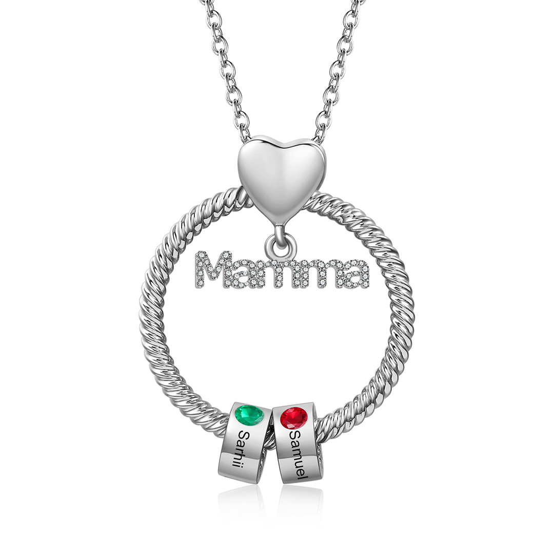 Personalised Mamma Pendant Necklace Custom 1-5 Birthstones & 1-5 Names Gifts for Mother-Jessemade AU