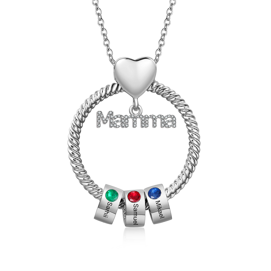Personalised Mamma Pendant Necklace Custom 1-5 Birthstones & 1-5 Names Gifts for Mother-Jessemade AU