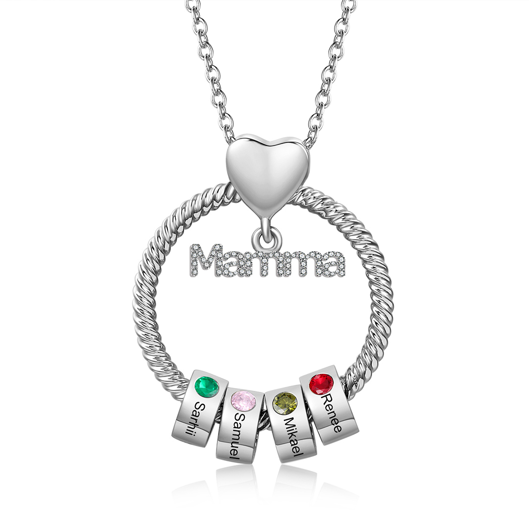 Personalised Mamma Pendant Necklace Custom 1-5 Birthstones & 1-5 Names Gifts for Mother-Jessemade AU