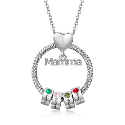 Personalised Mamma Pendant Necklace Custom 1-5 Birthstones & 1-5 Names Gifts for Mother-Jessemade AU