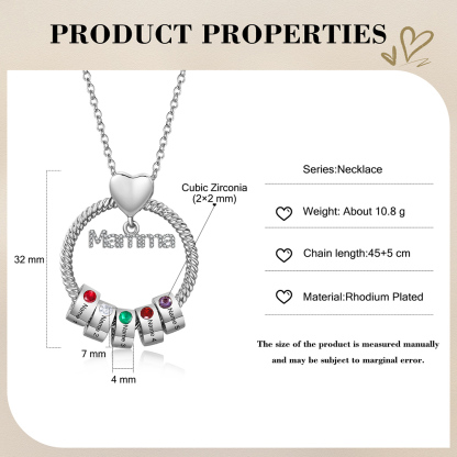 Personalised Mamma Pendant Necklace Custom 1-5 Names & 1-5 Birthstones Gifts for Mother-Jessemade AU